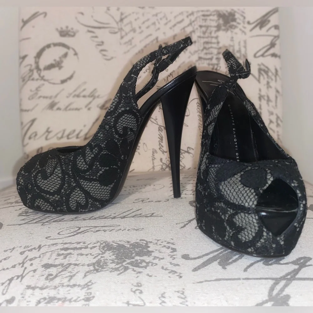 Sexy Monro Lace Giuseppe Zanotti Peep toe stiletto - Picture 4 of 16
